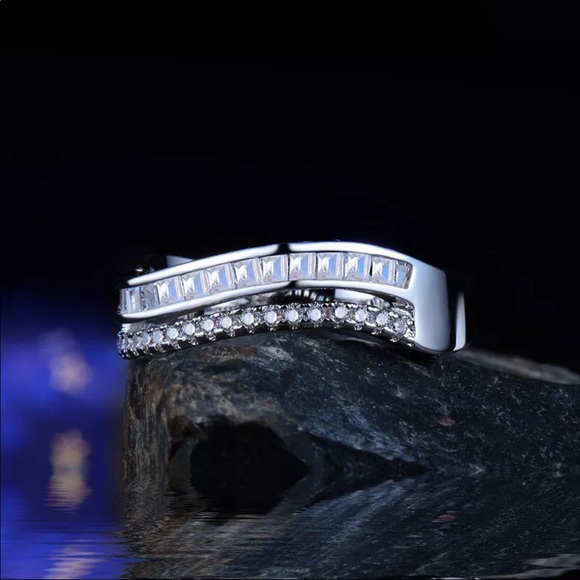 *NEW*925 Silver Wave Bridal Wedding Diamond Ring - Picture 6 of 6